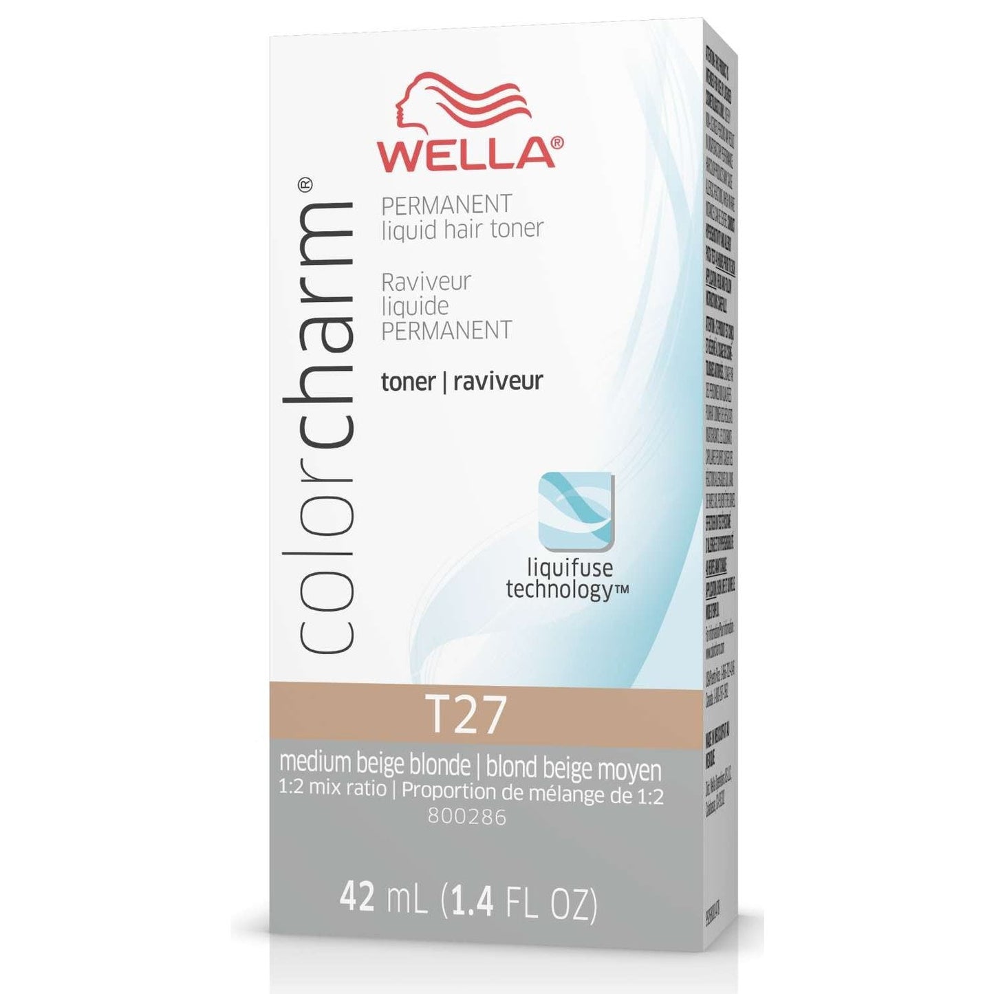 Wella Colorcharm Permanent Liquid Hair Toner T27 Medium Beige Blonde 1.4 Fl Oz