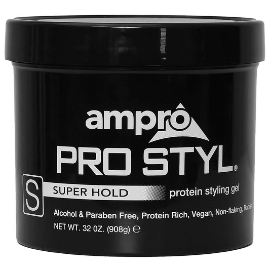 Ampro Styling Gel Protein Black-Super Hold 32 oz