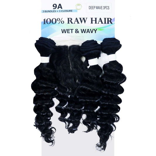 9A Raw Deep Wave 3-Bundle Deal w/HD Closure